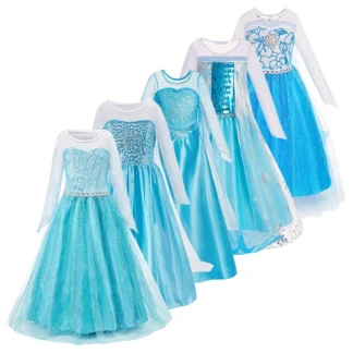 Ropa de lujo para niñas pequeñas, Reina de la nieve, Princesa de Navidad, fiesta de Elsa, ropa de fantasía para Halloween, vestido de Cosplay de 3 a 12 años