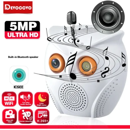 Cámara de vigilancia CCTV inalámbrica para interiores ICSEE de 5MP con Altavoz Bluetooth WiFi Color para el hogar visión nocturna cámara de seguridad para Monitor de bebé