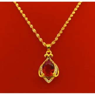 ANGLANG-collar de oro de 18K con forma de flor para mujer, colgante de oro de 24K con forma de Rubí, auténtica Arena de Vietnam, 999, chapado en oro, Jewe