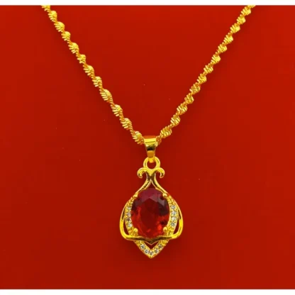 ANGLANG-collar de oro de 18K con forma de flor para mujer, colgante de oro de 24K con forma de Rubí, auténtica Arena de Vietnam, 999, chapado en oro, Jewe