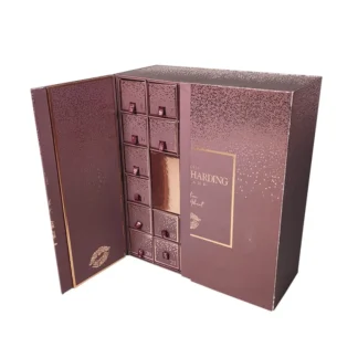 Caja de regalo con calendario de Adviento para Cosmet, producto personalizado, suministro de Fábrica de Navidad, embalaje pequeño de joyería plegable, 24 días