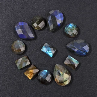 Cuentas espaciadoras sueltas rectangulares de agua de gota redonda facetada de piedra labradorita de alta calidad para la fabricación de joyas, anillos, accesorios de bricolaje