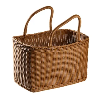 Cesta de compras para el hogar, cesta de verduras de mano, cesta tejida decorativa, cesta de arreglo de flores, bolsa de Picnic de ratán de imitación