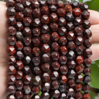 Cuentas de jaspe rojo con corte de estrella facetado, 7-8MM, Gema Natural genuina, hebra completa, 15 ", para fabricación de joyas y prendas de vestir
