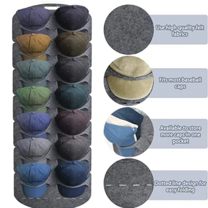 Estante organizador para gorra de béisbol, 7/14 rejillas, para puerta, soporte para sombrero de pared, organizador de almacenamiento, perchas modernas para gorras de béisbol, estante colgante