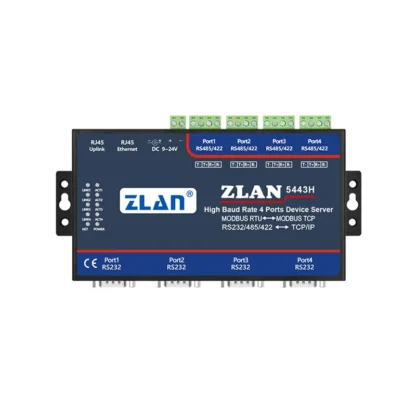 Servidor Serial de 4 puertos, dispositivo de alta velocidad de baudios RS232/485/422 a Ethernet, ZLAN5443H