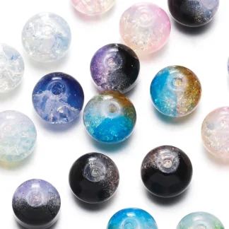20/50 unids/lote 10mm cuentas de vidrio craqueladas de doble color espaciador cuentas sueltas para DIY pulsera collar accesorios para hacer joyería