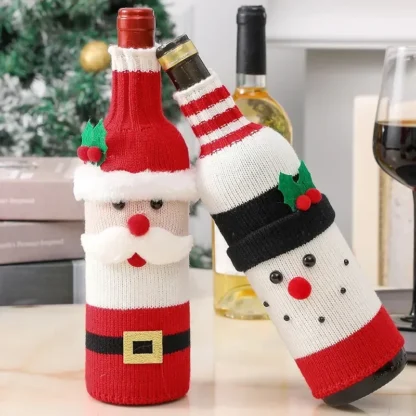 Cubierta de botella de vino de Papá Noel, adornos navideños para el hogar, medias de muñeco de nieve, soportes de regalo, decoración de Navidad, Año Nuevo