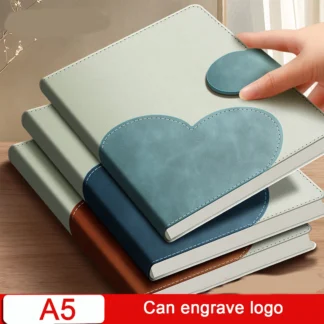 (El logotipo se puede grabar) Cuaderno de estudiante con hebilla A5, diario de pareja engrosado, cuaderno de trabajo, actas de reuniones de negocios, notas de tema, 100 hojas, 200 páginas