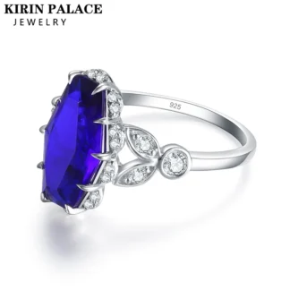 Anillo de GEMA de tanzanita de zafiro hexagonal para mujeres y niñas, joyería de plata de ley 925 sólida, compromiso de boda, regalos de navidad