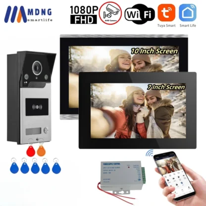 10 "Tuya Wifi inteligente Video puerta teléfono sistema de intercomunicación 1080P inalámbrico al aire libre WIFI timbre cámara teclado tarjetas RFID para apartamento