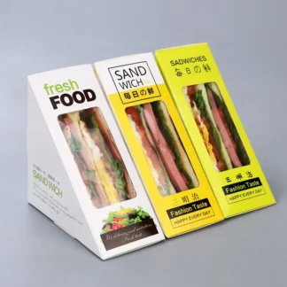 Caja de Papel Kraft para llevar, embalaje blanco personalizado, para sándwich, venta al por mayor