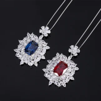 Joyas reales genuinas de marca de lujo S925, cuerpo completo, Plata Tiktok, Paloma de imitación, sangre roja, azul real, colgante de temperamento de lujo n