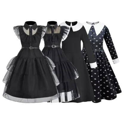 Vestido de Cosplay de princesa negra elegante para niñas, múltiples estilos adecuados para Halloween, Carnaval, fiestas de cumpleaños, múltiples ocasiones