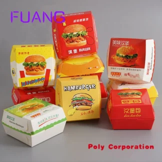 Cajas de embalaje de comida rápida para llevar recicladas con impresión personalizada, hamburguesa, hamburguesa