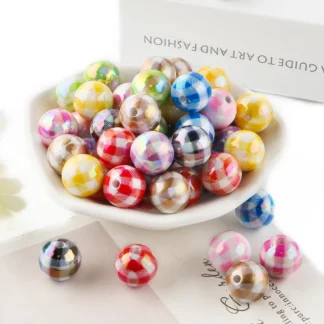 Cuentas acrílicas chapadas en 15 piezas 16MM para fabricación de llaveros, pulseras, bolígrafos, etc., productos hechos a mano