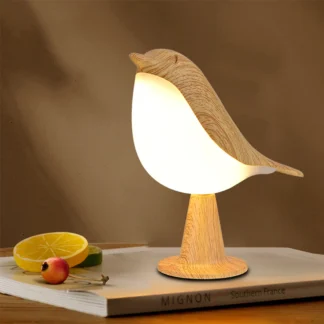 Lámpara de mesita de noche LED moderna y sencilla, luz nocturna de pájaro de madera, pequeña e inalámbrica, Control táctil, mesa de dormitorio, lámpara de lectura, decoración del hogar