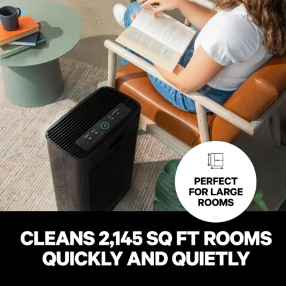 Potente purificador de aire PuroAir 400 HEPA para habitaciones grandes en el hogar, cubre hasta 2.145 pies cuadrados, filtros hasta 99% de humo, polen