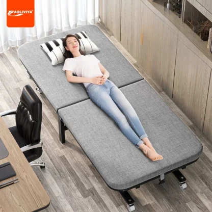 Aoliviya-cama plegable para el almuerzo, móvil de base dura cama pequeña, aparato de Siesta en espera familiar, sitio de construcción de oficina