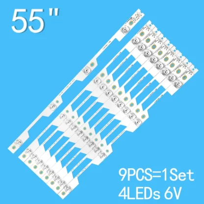 Tira de luces LED TCL de 55 pulgadas, accesorio para TCL 55UP130 55UP120 THOMSON YHE-4C-LB5504-YH02R YHE-4C-LB5504-YH01R 4C-LB5504-HR3, 9 unidades = 1 Juego