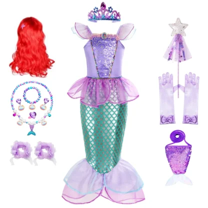 Disfraz de sirena para niñas, vestido de Halloween, regalo de cumpleaños, disfraces de princesa, fiesta de Carnaval