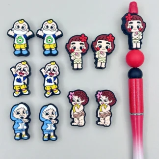 10 unidades DIY de cuentas de silicona para niños de dibujos animados, cadena para pezones, bolígrafo con cuentas, accesorios de joyería, cuentas focales de silicona de calidad alimentaria para juguete de bebé