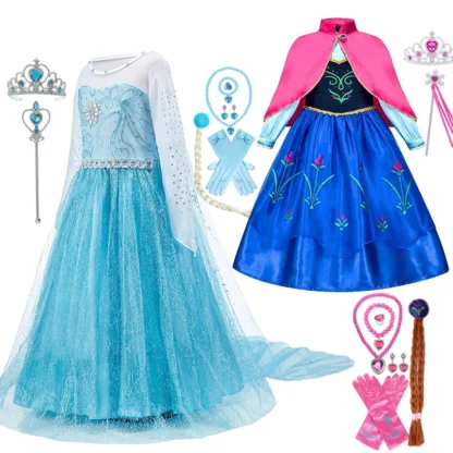 Niñas Elsa Frozen película juego de rol Elsa Anna disfraz de lentejuelas Frozen 2 princesa Anna coronación reina vestido de fiesta ropa