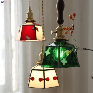 IWHD-luces colgantes LED de madera de nogal para restaurante, sala de estar, interruptor de perilla Vintage para Loft, accesorios de luz de cocina, Lampu Gantung
