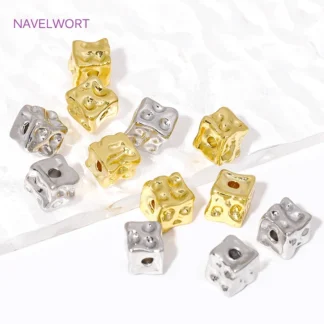 Cuentas espaciadoras cuadradas chapadas en oro de 18 quilates, cuentas de latón para accesorios de fabricación de joyas, separadores de cuentas, accesorios de joyería DIY al por mayor
