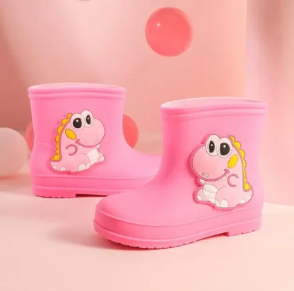 Botas de lluvia antideslizantes para niño y niña, bota de goma cálida e impermeable con dibujos animados, novedad