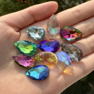 8 Uds. Colgante con forma de gota de agua de cristal de un solo orificio de 13x22mm para fabricación de joyas, apto para pulsera, collar, accesorios para manualidades DIY