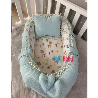 Babynest Mint Pike Ceylan Design 0-24 meses, cama de bebé lateral para madre, habitación de bebé