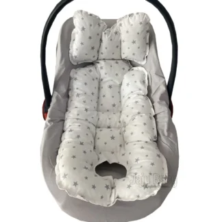 Cojín de asiento de coche de estrella gris hecho a mano, cojín de cochecito