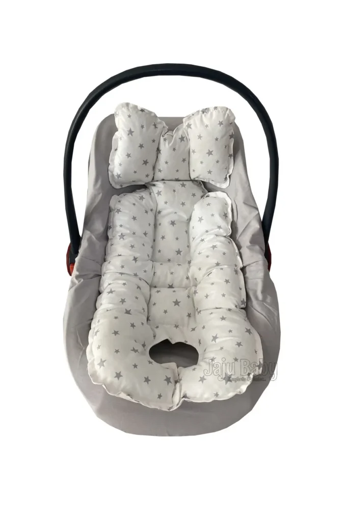 Cojín de asiento de coche de estrella gris hecho a mano, cojín de cochecito