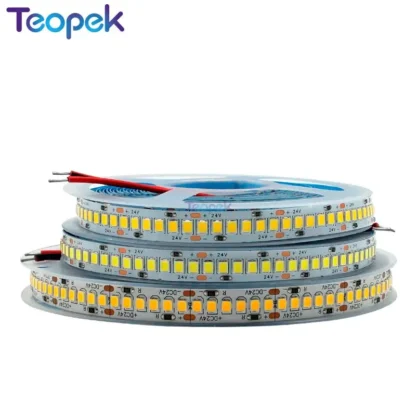 DC24V 2835 240 LED/m alto brillo 1200 LED una sola fila Flexible luz LED blanco cálido/blanco 5 m/lote 10MM PCB