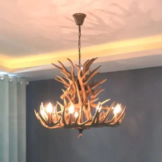 Candelabro de 9 cabezas para decoración del hogar, lámparas de cuerno de ciervo de resina Retro americana, iluminación E14 110-240V