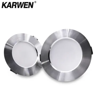 KARWEN-Luz LED descendente para sala de estar, 5W, 7W, 9W, 12W, 15W, cuerpo plateado, luz de techo blanca fría y cálida, CA 220V, 230V, 240V