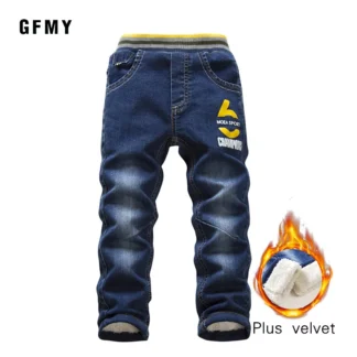 GFMY-pantalones vaqueros de terciopelo para niños de 3 a 10 años, pantalón de invierno para mantener el calor, tipo recto, 2019
