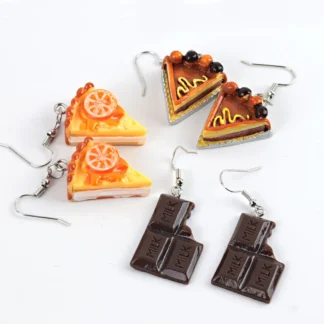 Pendientes colgantes con forma de pastel de Chocolate para mujer y niña, aretes colgantes con forma geométrica de comida, Donuts, galletas, joyería de fiesta