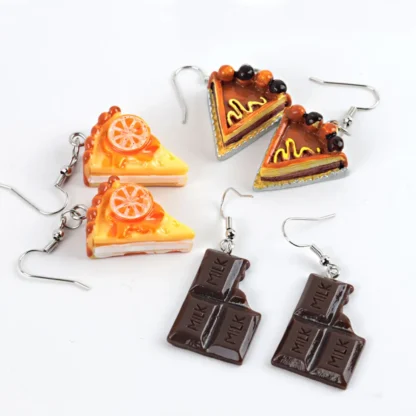 Pendientes colgantes con forma de pastel de Chocolate para mujer y niña, aretes colgantes con forma geométrica de comida, Donuts, galletas, joyería de fiesta
