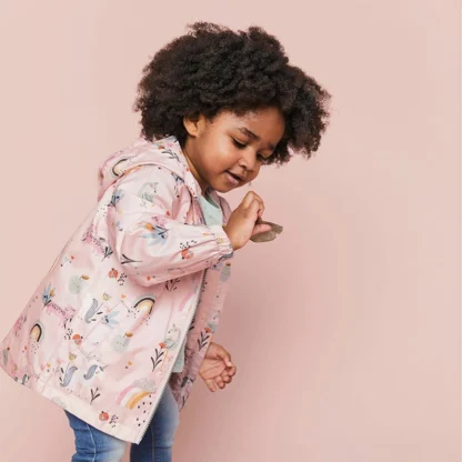 Ropa con estampado de dibujos animados para niñas, abrigo de princesa para bebés, chaqueta con capucha para niños, otoño, primavera