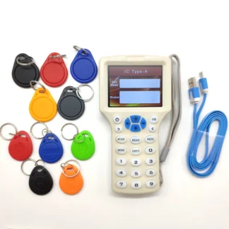 Lector de copiadora RFID versión actualizada, clonador, copia 10, programador de frecuencia + 5 125khz T5577 Keyfobs + 5 13,56 mhz UID Keyfobs