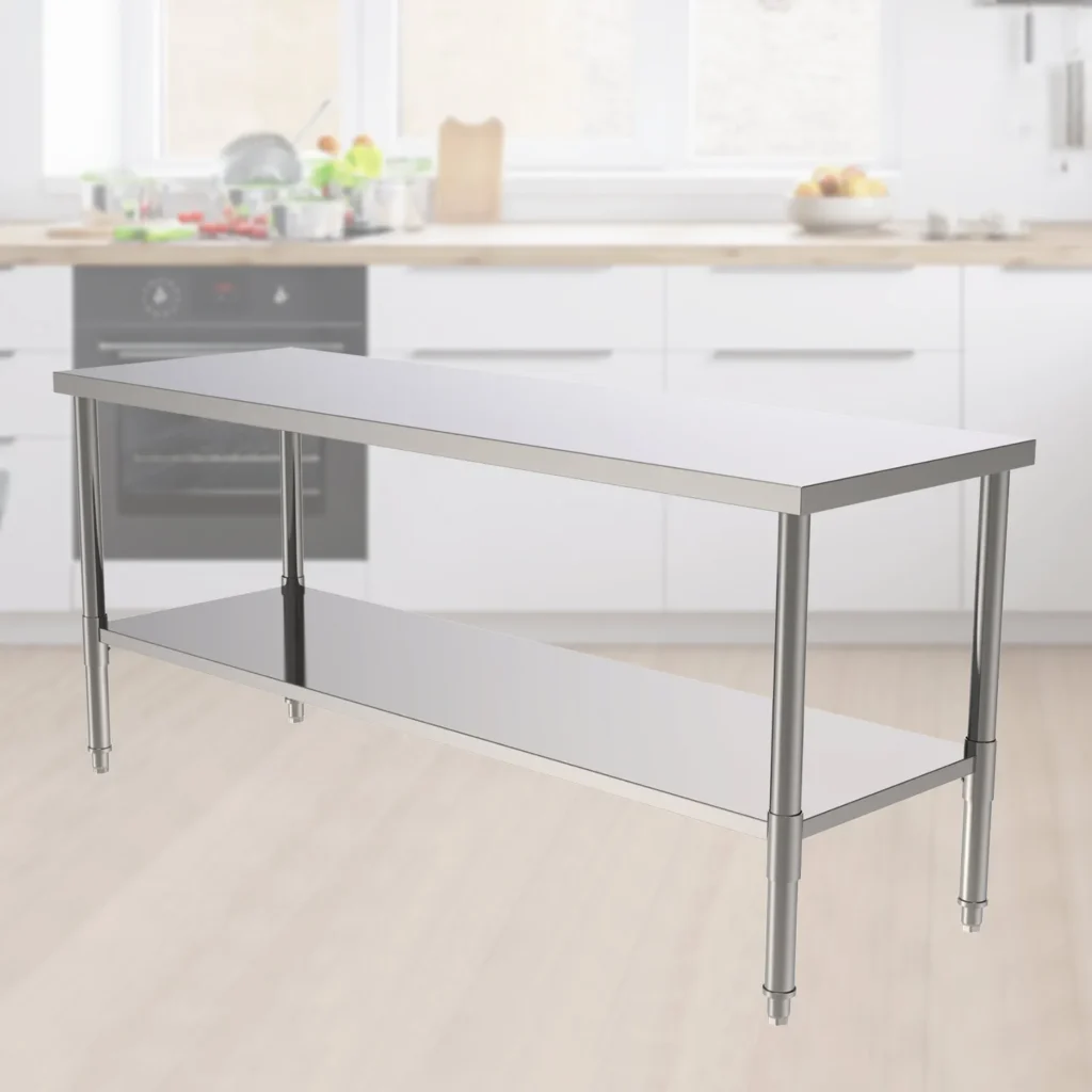 Mesa de trabajo para hornear, 60x180x80cm, 72 ", de acero inoxidable galvanizado (sin tablero trasero), para Cocina