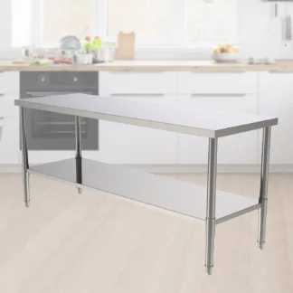 Mesa de trabajo para hornear, 60x180x80cm, 72 ", de acero inoxidable galvanizado (sin tablero trasero), para Cocina