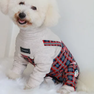 Mono 100% de algodón para perro, ropa para cachorro, peleles falsos para exteriores, traje de dos piezas para perros pequeños, pijamas para Caniche