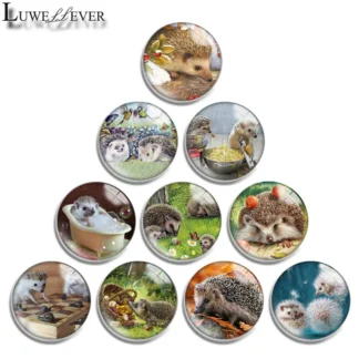 Pulsera con abalorio de botón a presión, cabujón de cristal redondo, mezcla de erizo, 10mm, 12mm, 16mm, 20mm, 25mm, 30mm, 611