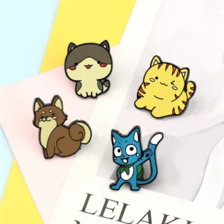 Broches de gatito de dibujos animados de Anime personalizados, Pin de esmalte de Animal divertido, alfileres de solapa, insignias, joyería, regalos para amigos