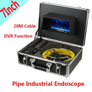 Sistema de inspección de endoscopio Industrial, Cable de 7 pulgadas y 20m, cámara de vídeo de alcantarillado impermeable de 23mm, grabadora DVR con tarjeta SD de 8GB