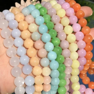 Cuentas de piedra de Calcedonia de Jades verdes de alta calidad, cuentas espaciadoras sueltas redondas coloridas para fabricación de joyería, collar de pulsera Diy