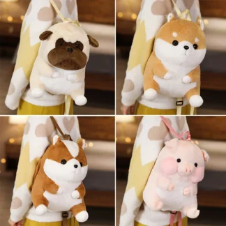 Mochila de animales de peluche para niños, Bolsa Escolar de felpa, perro, cerdo, Shiba Inu